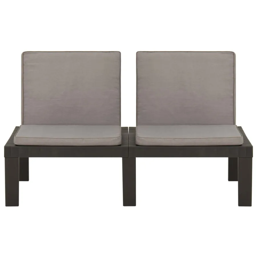Salon de jardin 2 pcs avec coussins Plastique Gris - 9