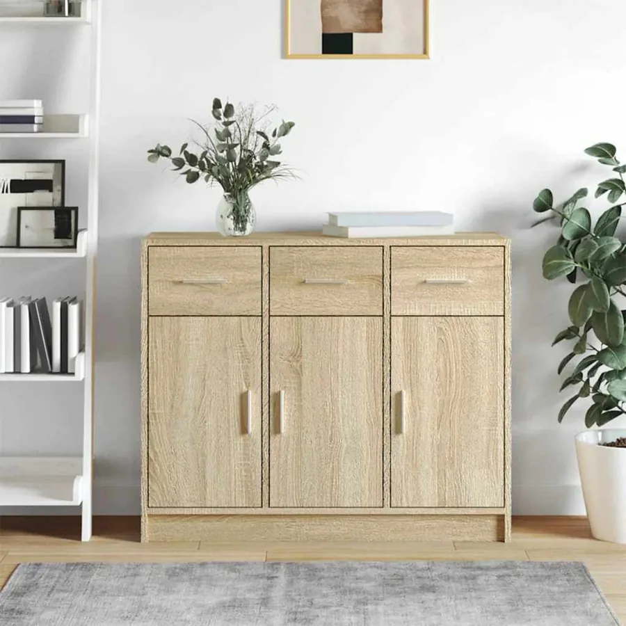 Buffet chêne sonoma 91x28x75 cm bois d'ingénierie