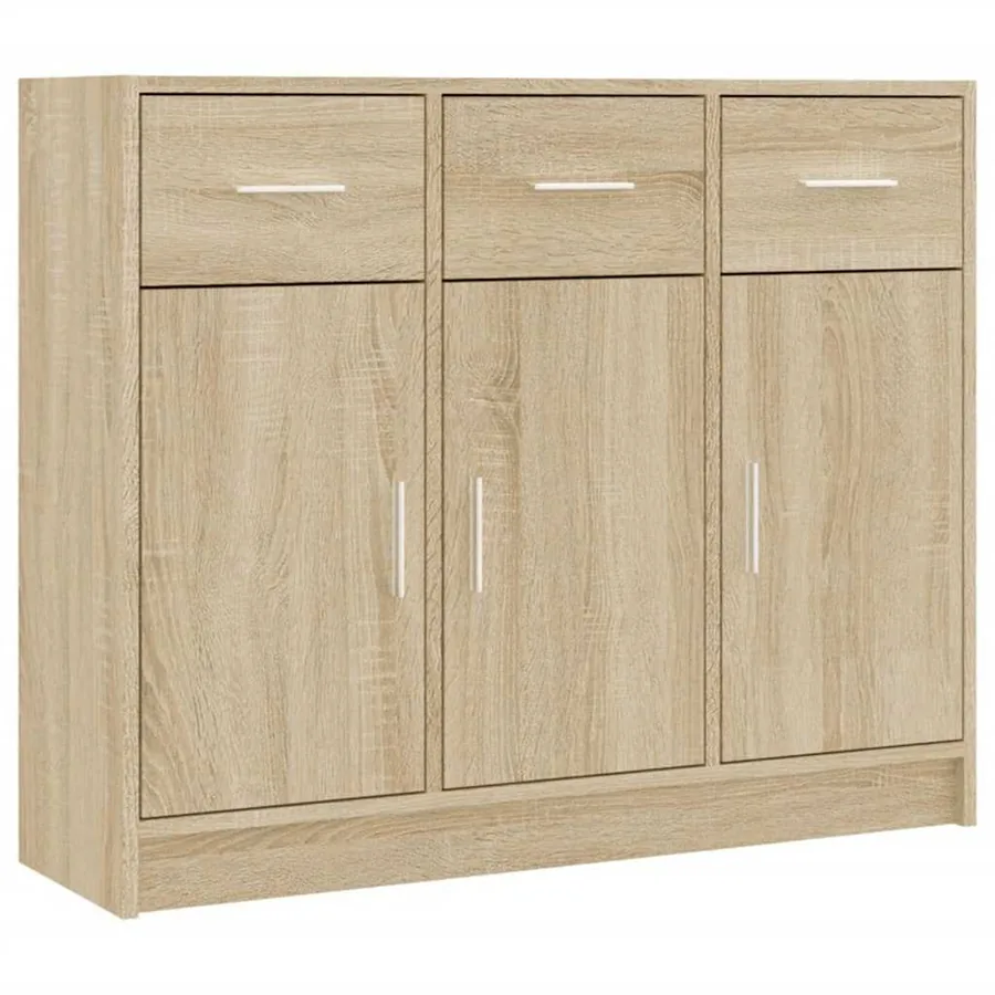 Buffet chêne sonoma 91x28x75 cm bois d'ingénierie - 2