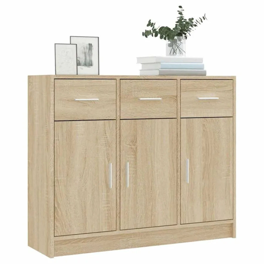 Buffet chêne sonoma 91x28x75 cm bois d'ingénierie - 3