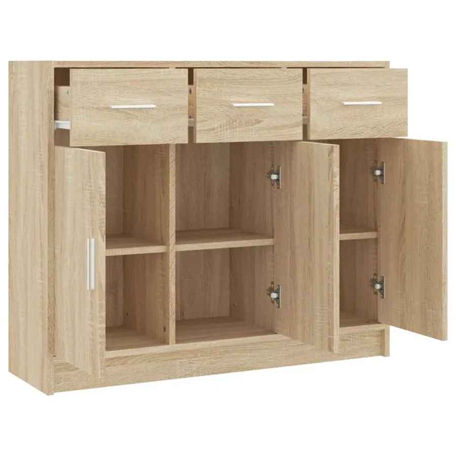 Buffet chêne sonoma 91x28x75 cm bois d'ingénierie - 6