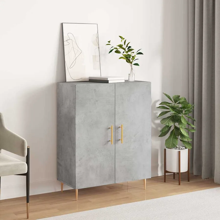 Buffet gris béton 69,5x34x90 cm bois d'ingénierie