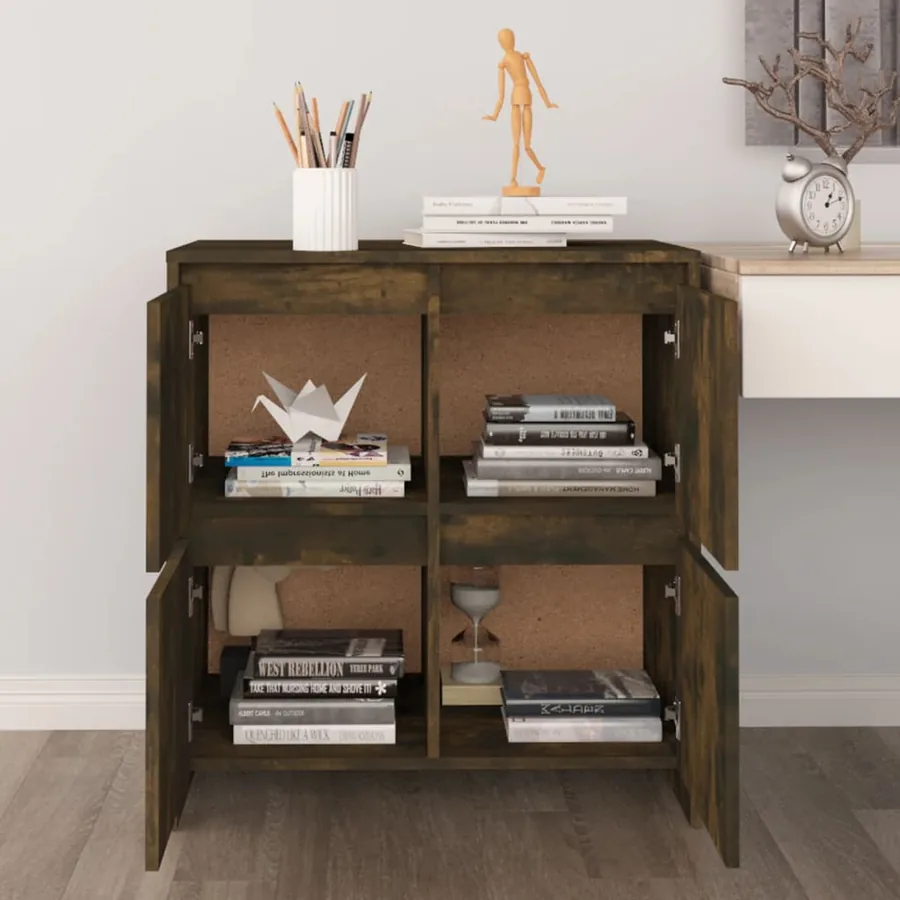 Buffet Chêne fumé 70x41x75 cm Bois d'ingénierie - 9