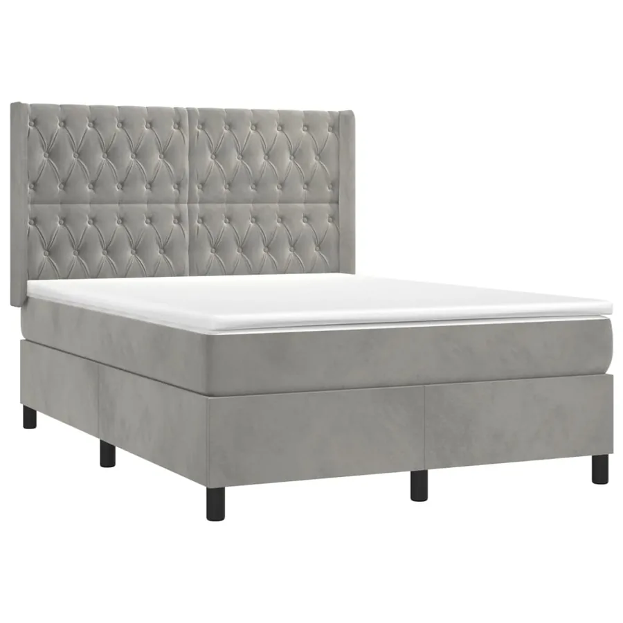 Sommier à lattes de lit et matelas Gris clair 140x200cm Velours - 3