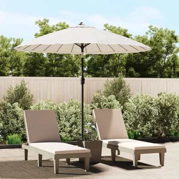 Parasol d'extérieur et mât avec aluminium 270 cm Blanc sable