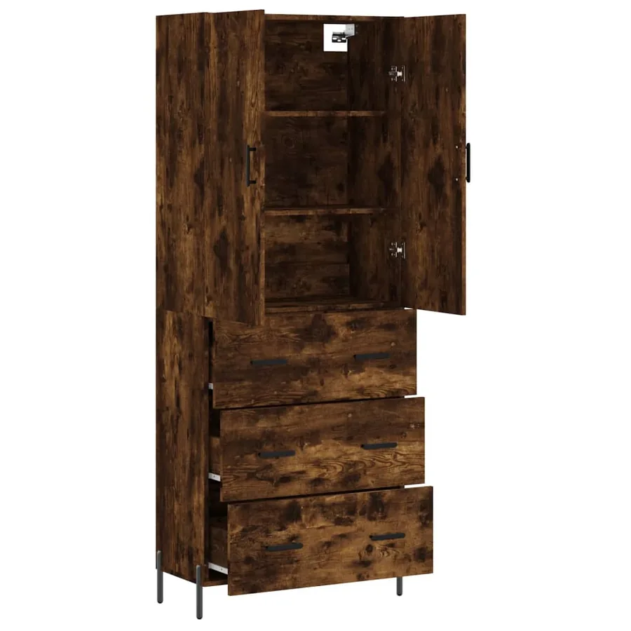 Buffet haut Chêne fumé 69,5x34x180 cm Bois d'ingénierie - 4
