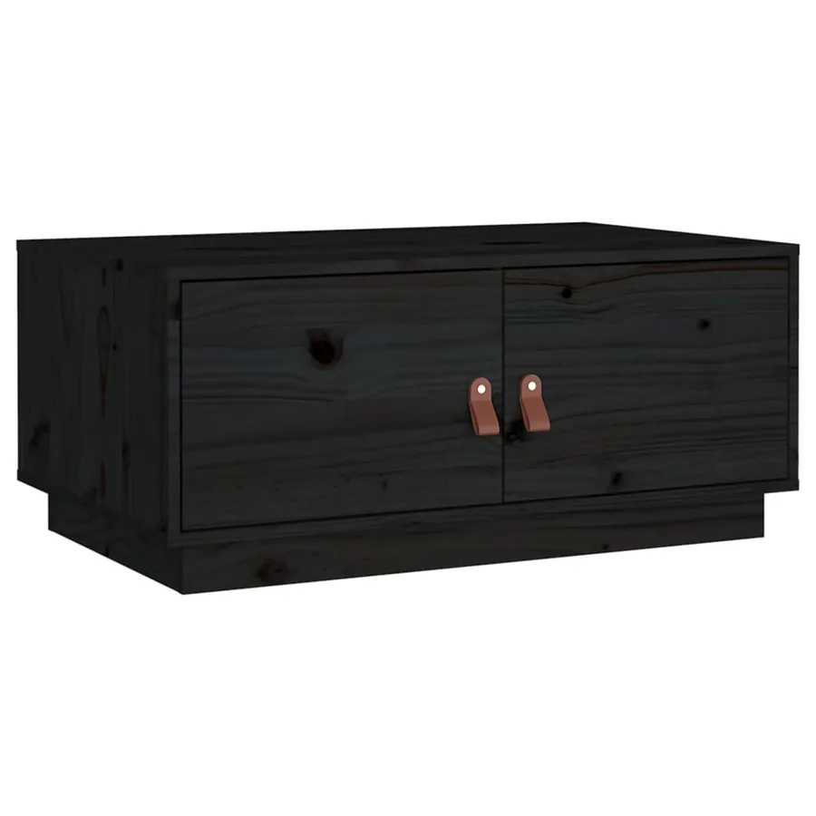 Table basse Noir 80x50x35 cm Bois massif de pin - 2