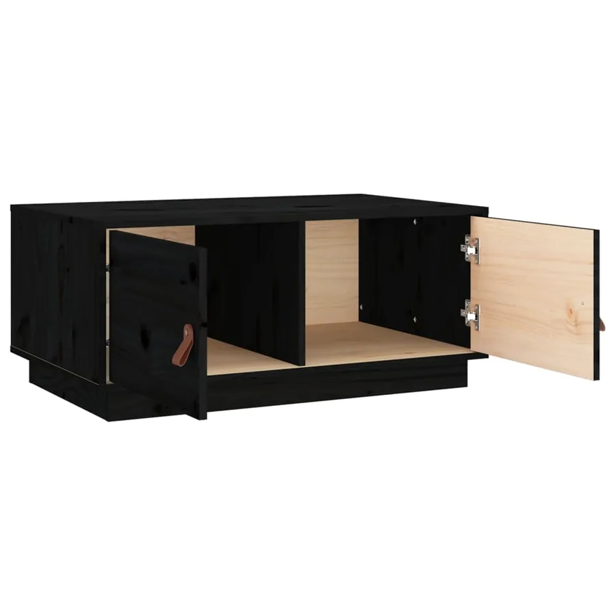 Table basse Noir 80x50x35 cm Bois massif de pin - 6