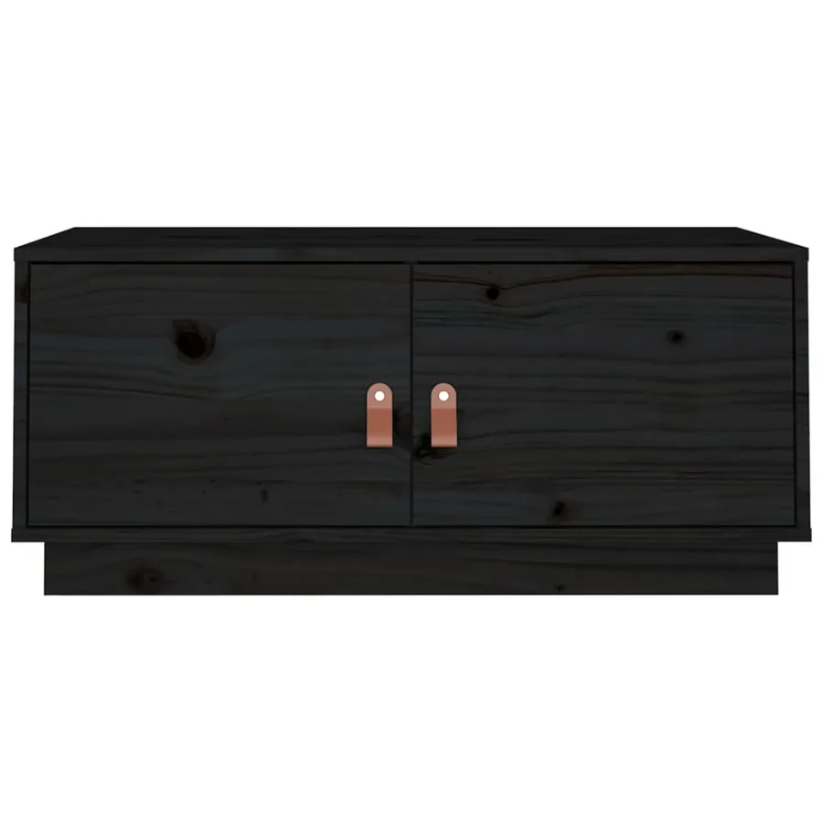 Table basse Noir 80x50x35 cm Bois massif de pin - 7