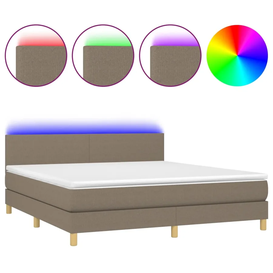 Sommier à lattes de lit avec matelas LED Taupe 160x200 cm Tissu - 2