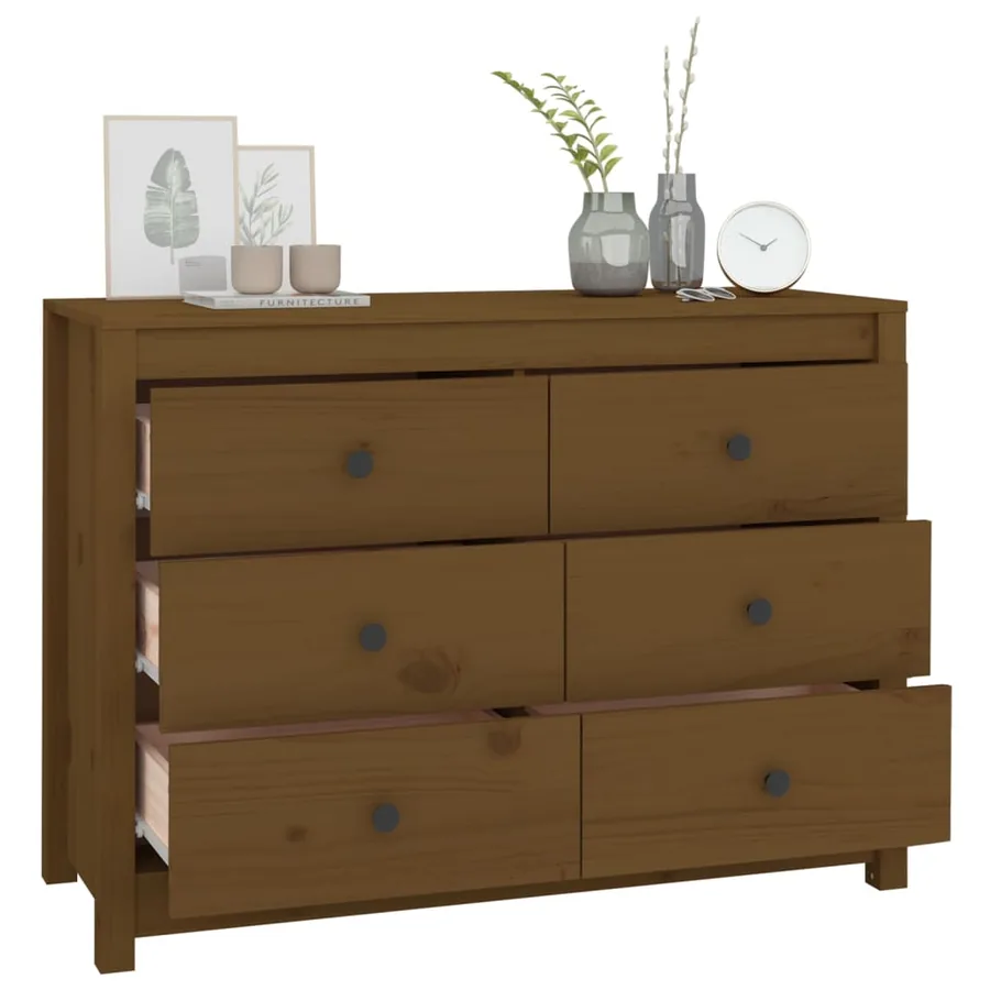 Armoire latérale Marron Miel 100x40x72 cm Bois de pin massif - 7