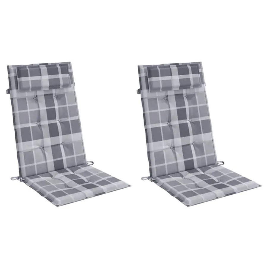 Coussins de chaise à dossier haut lot de 2 carreaux gris - 3