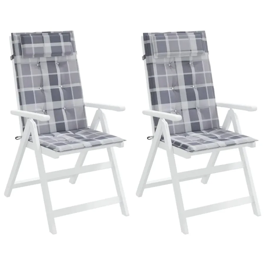 Coussins de chaise à dossier haut lot de 2 carreaux gris - 4