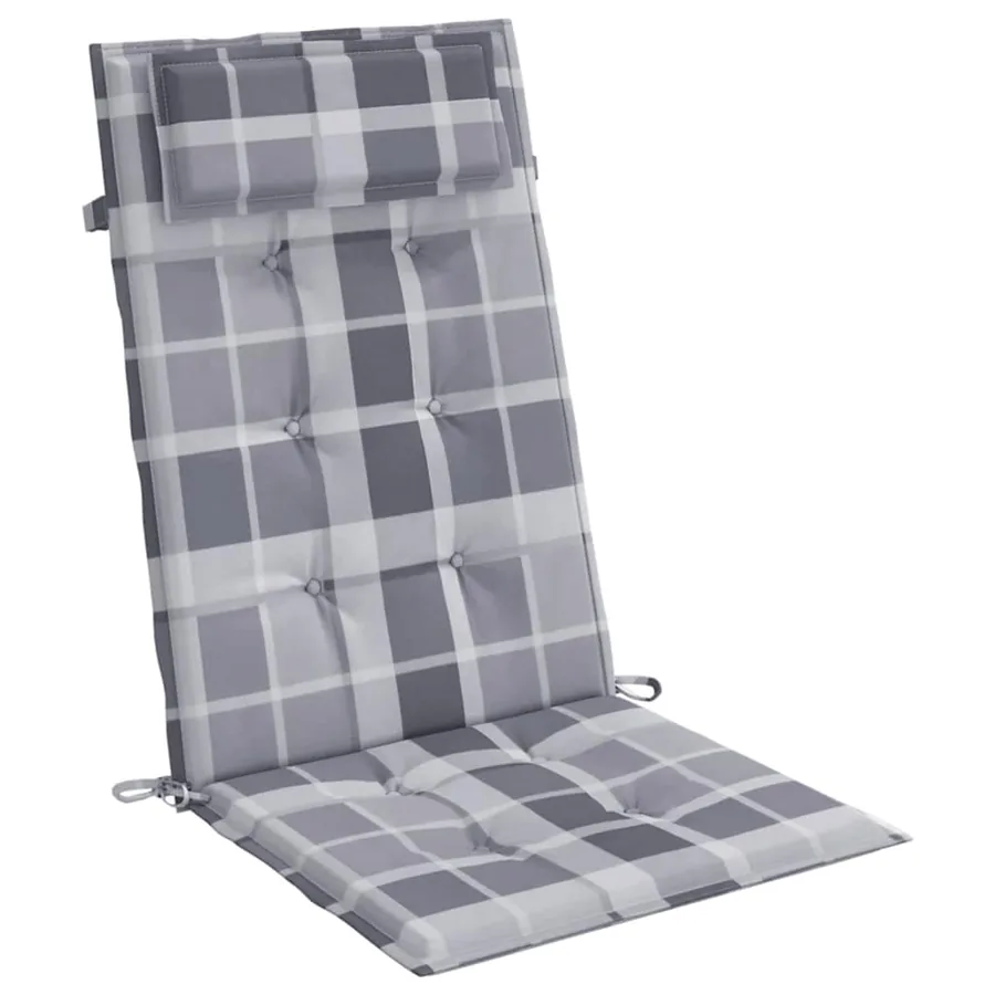 Coussins de chaise à dossier haut lot de 2 carreaux gris - 5