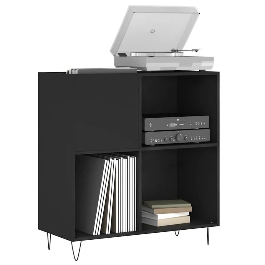 Armoire à disques noir 84,5x38x89 cm bois d'ingénierie - 3