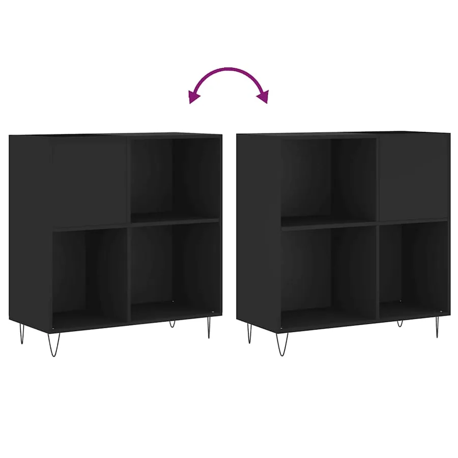 Armoire à disques noir 84,5x38x89 cm bois d'ingénierie - 7