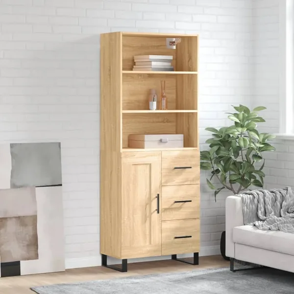 Buffet haut Chêne sonoma 69,5x34x180 cm Bois d'ingénierie