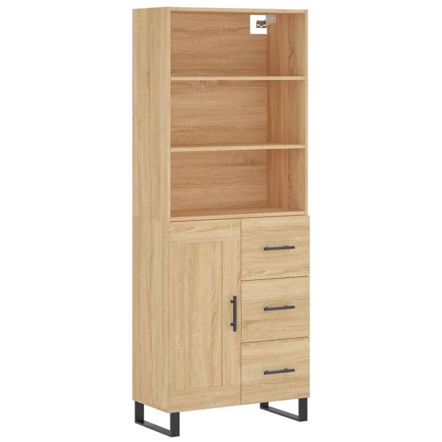 Buffet haut Chêne sonoma 69,5x34x180 cm Bois d'ingénierie - 2