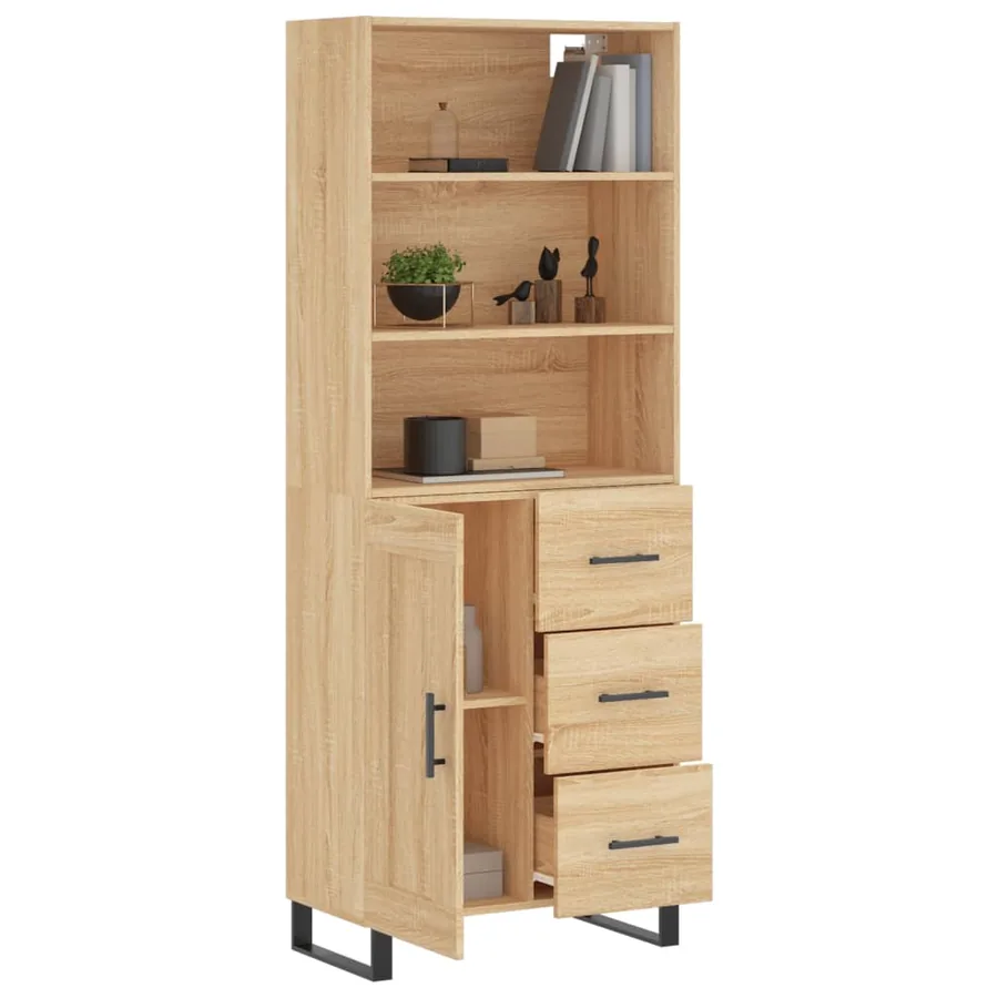 Buffet haut Chêne sonoma 69,5x34x180 cm Bois d'ingénierie - 3