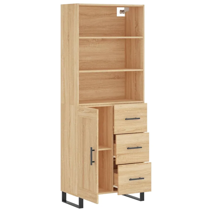 Buffet haut Chêne sonoma 69,5x34x180 cm Bois d'ingénierie - 4