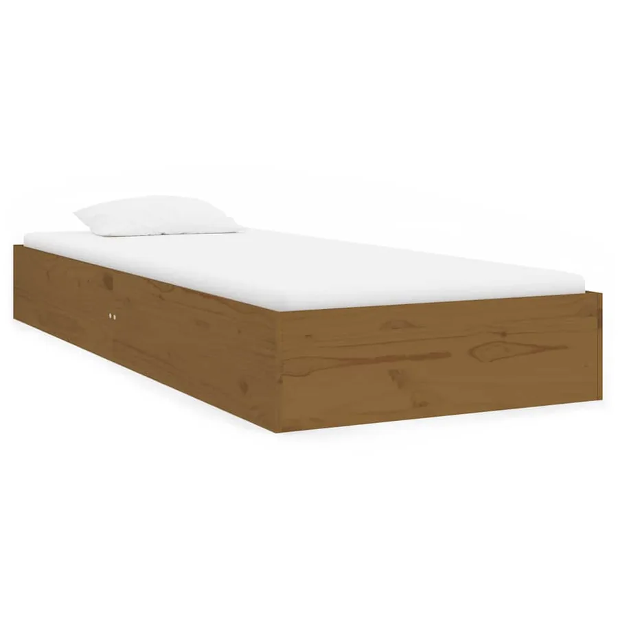 Cadre de lit sans matelas marron miel bois massif 75x190 cm - 2
