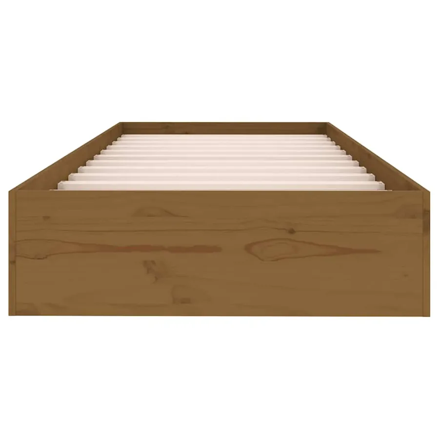 Cadre de lit sans matelas marron miel bois massif 75x190 cm - 4