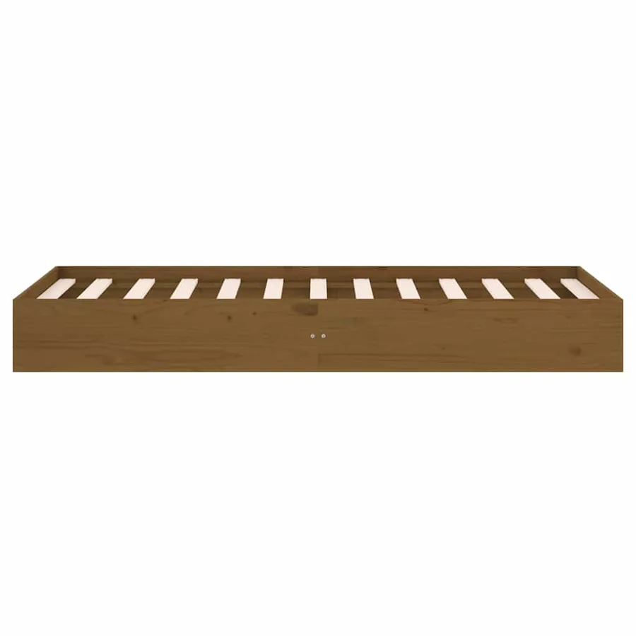 Cadre de lit sans matelas marron miel bois massif 75x190 cm - 5