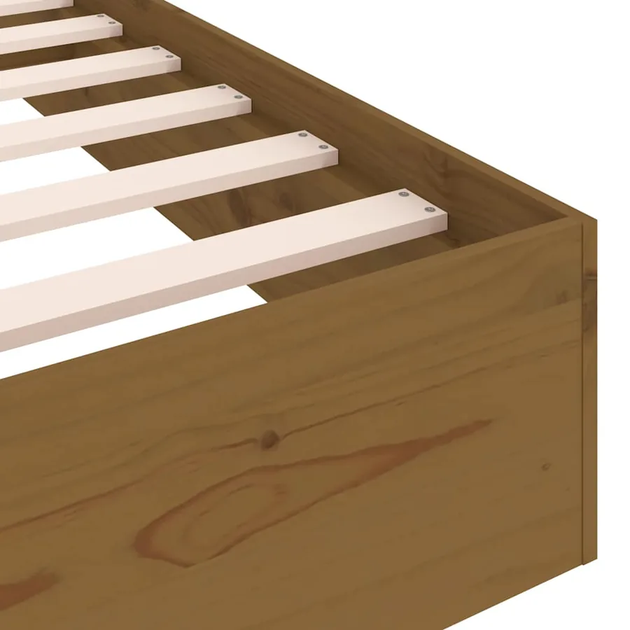 Cadre de lit sans matelas marron miel bois massif 75x190 cm - 6