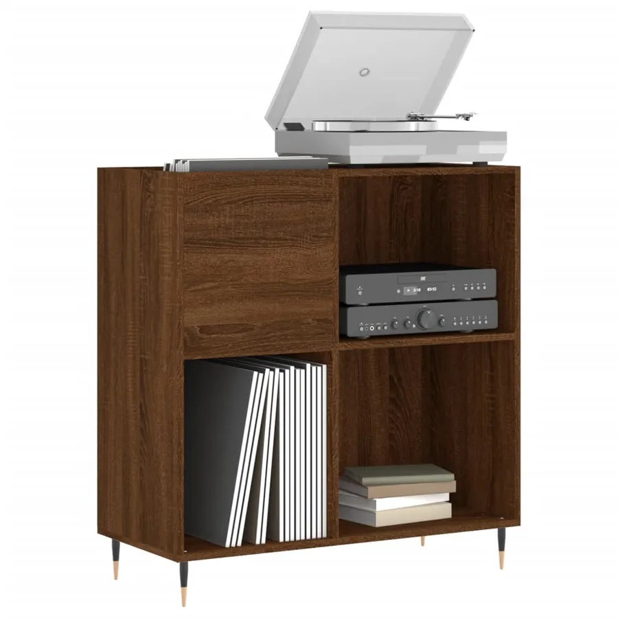 Armoire à disques chêne marron 84,5x38x89 cm bois d'ingénierie - 3