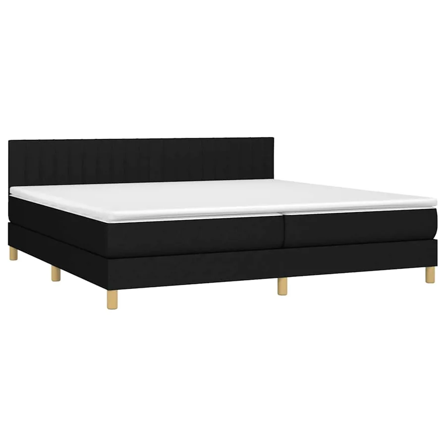 Sommier à lattes de lit et matelas et LED Noir 200x200 cm Tissu - 4
