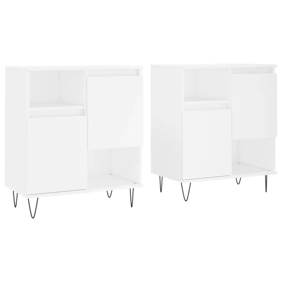 Buffets 2 pcs blanc bois d'ingénierie - 2