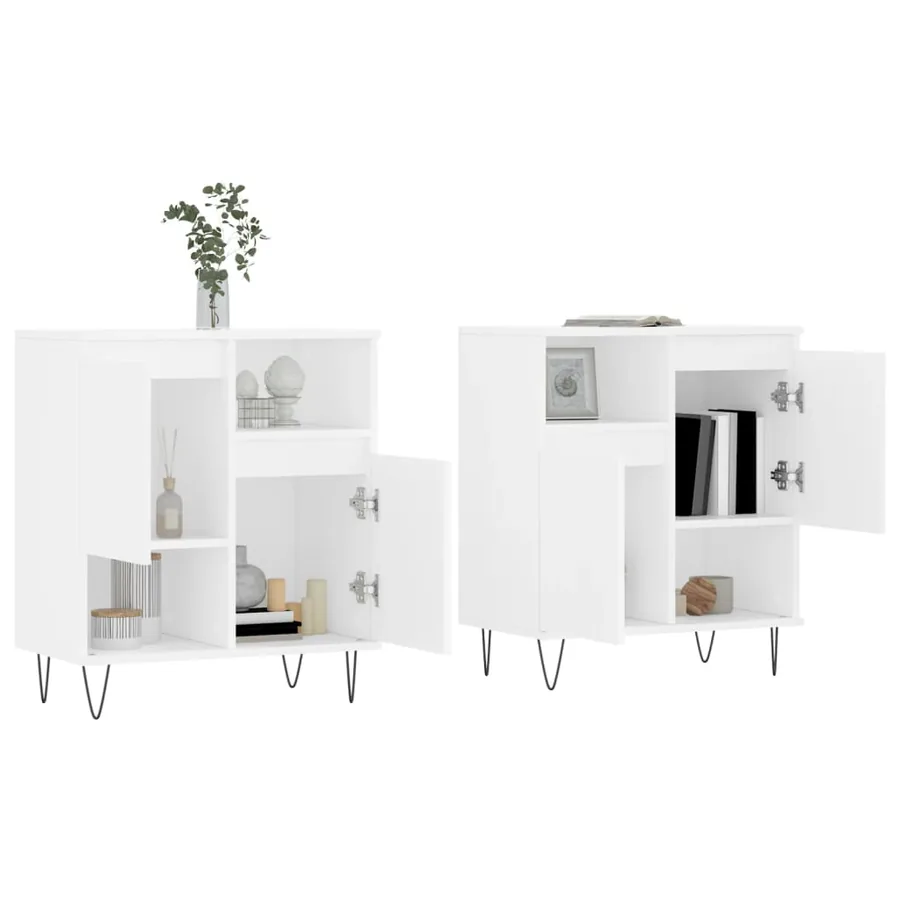 Buffets 2 pcs blanc bois d'ingénierie - 3