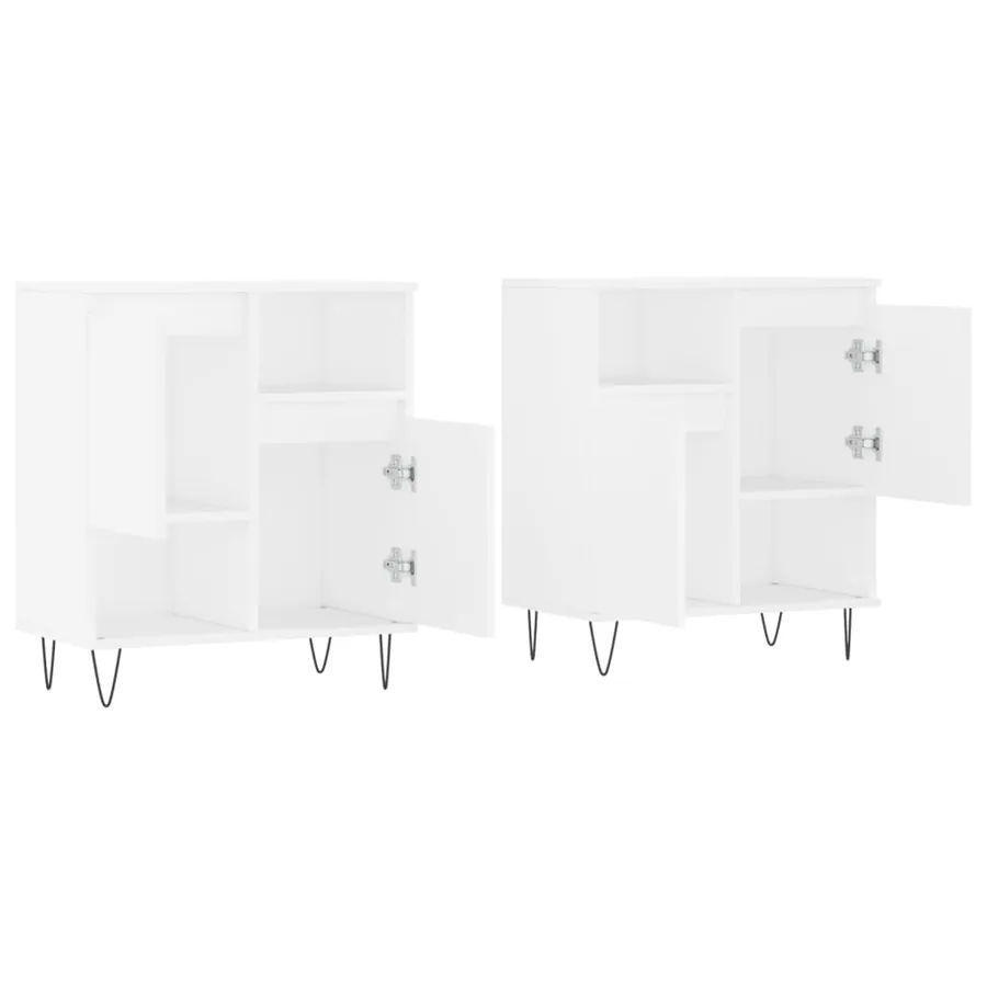 Buffets 2 pcs blanc bois d'ingénierie - 4