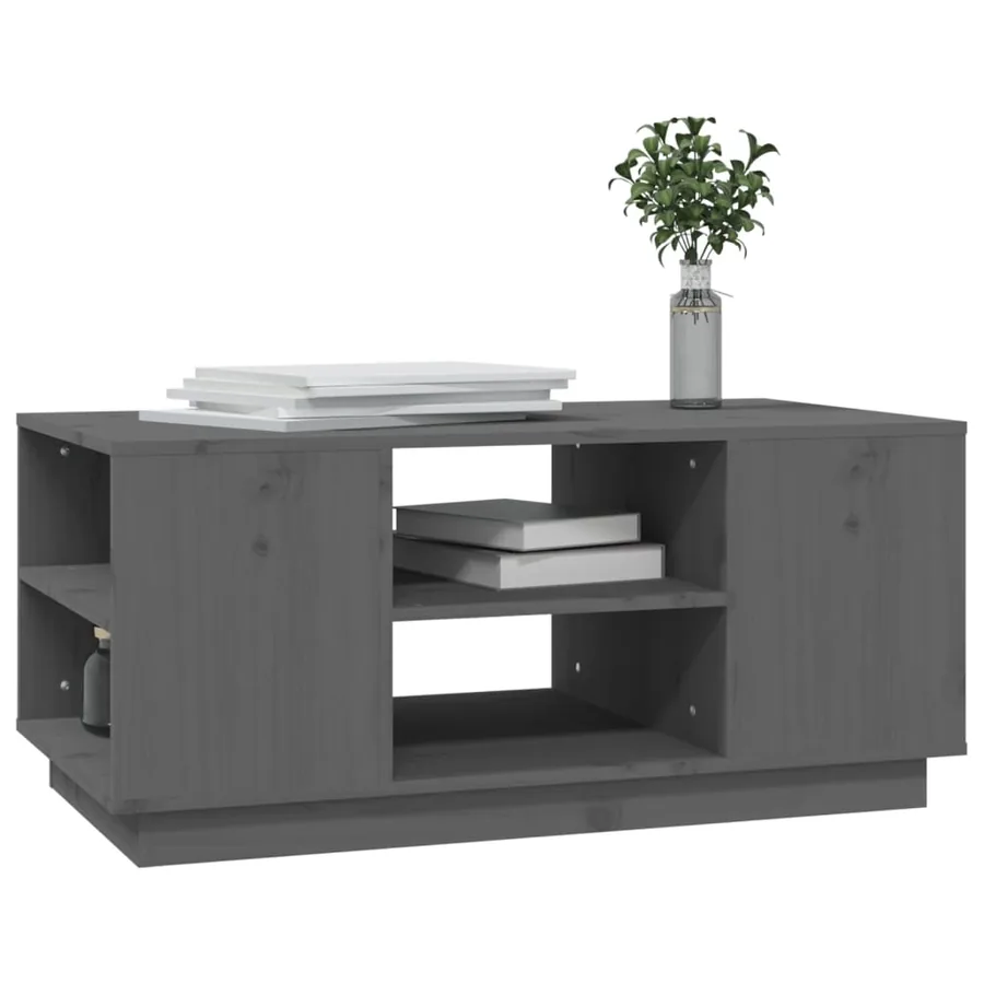Table basse Gris 90x49x40,5 cm Bois massif de pin - 4