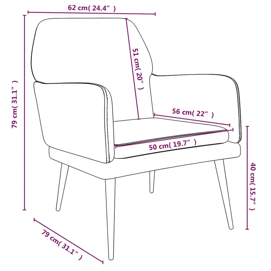 Fauteuil Bleu 62x79x79 cm Velours - 8