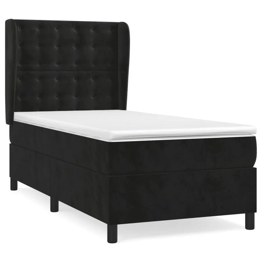 Sommier à lattes de lit avec matelas Noir 90x190 cm Velours - 2