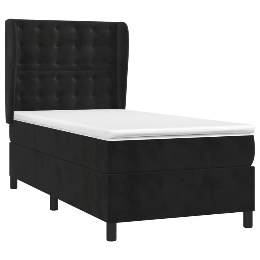 Sommier à lattes de lit avec matelas Noir 90x190 cm Velours - 3