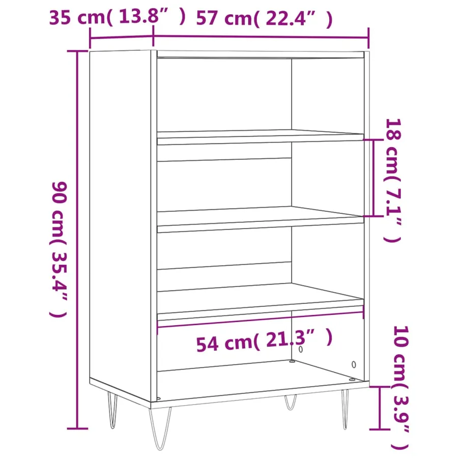 Buffet haut noir 57x35x90 cm bois d'ingénierie - 9