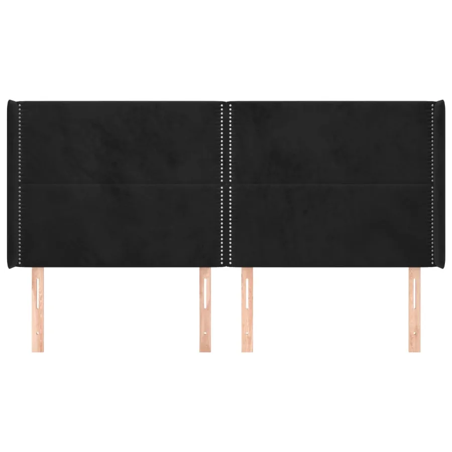 Tête de lit avec oreilles Noir 203x16x118/128 cm Velours - 3