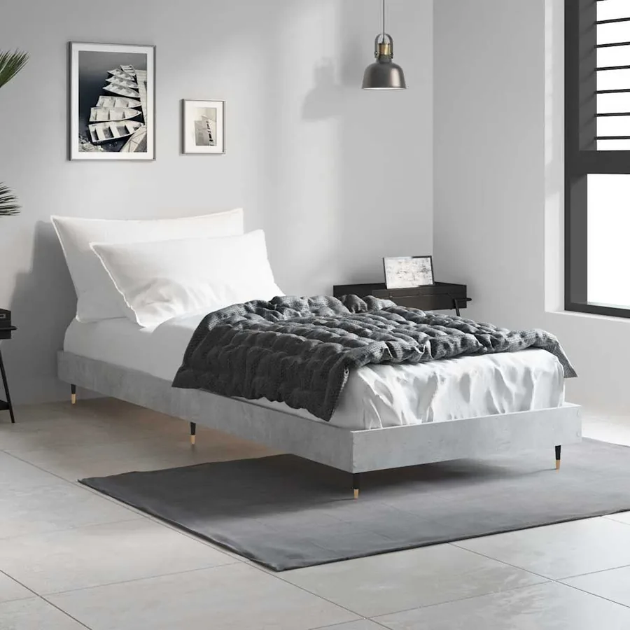 Cadre de lit sans matelas gris béton 75x190 cm - 4