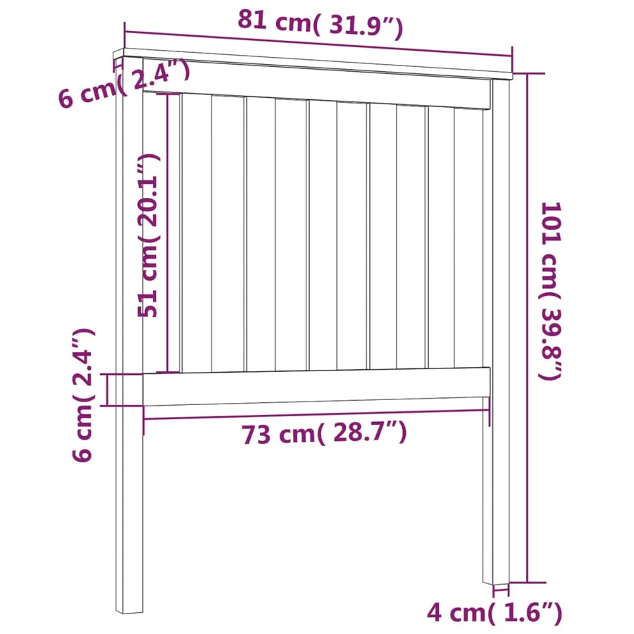 Tête de lit Gris 81x6x101 cm Bois massif de pin - 6