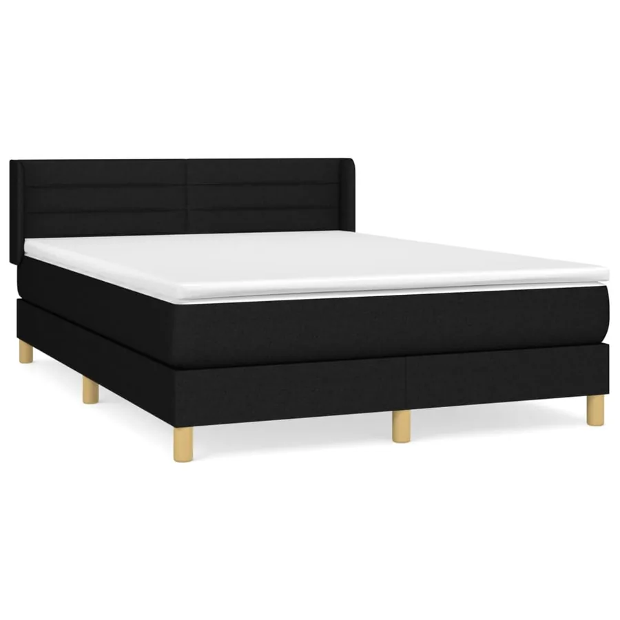 Sommier à lattes de lit avec matelas Noir 140x200 cm Tissu - 2