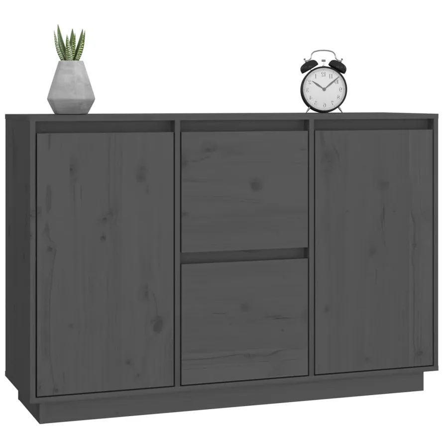 Buffet Gris 111x34x75 cm Bois massif de pin - 4
