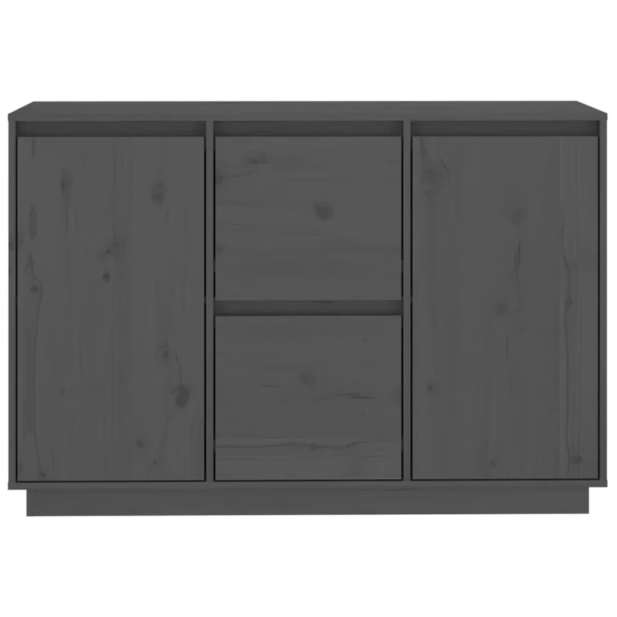 Buffet Gris 111x34x75 cm Bois massif de pin - 6