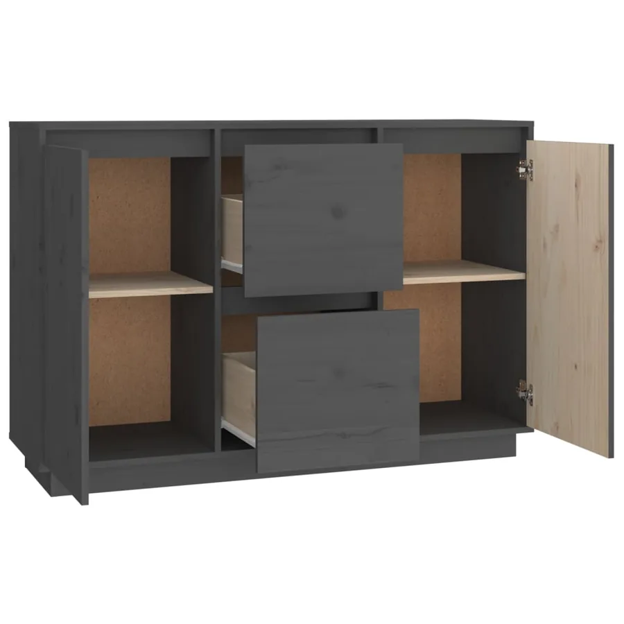 Buffet Gris 111x34x75 cm Bois massif de pin - 8