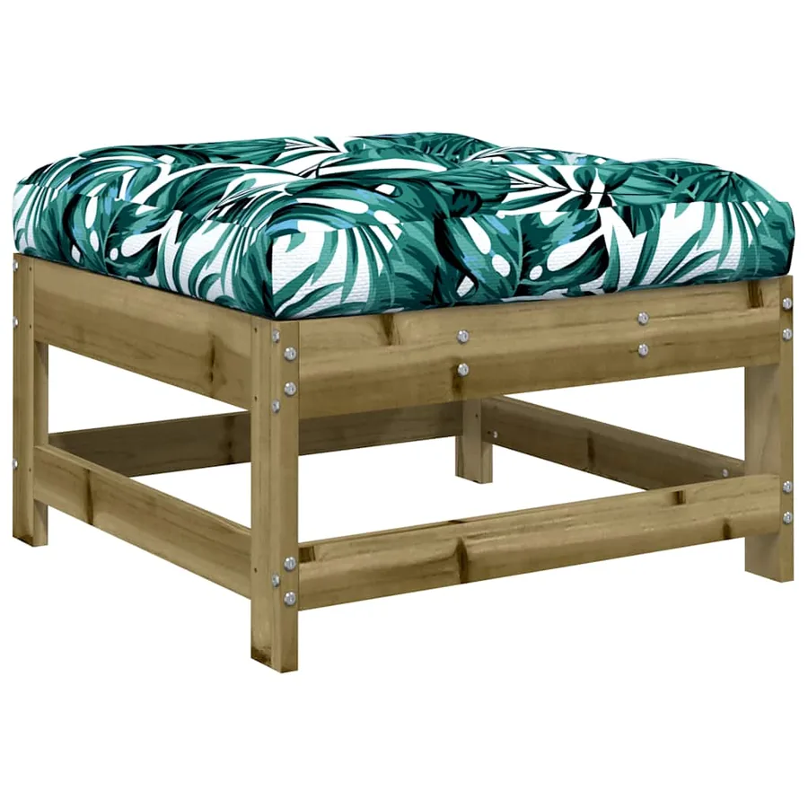Repose-pied de jardin avec coussin bois de pin imprégné - 2