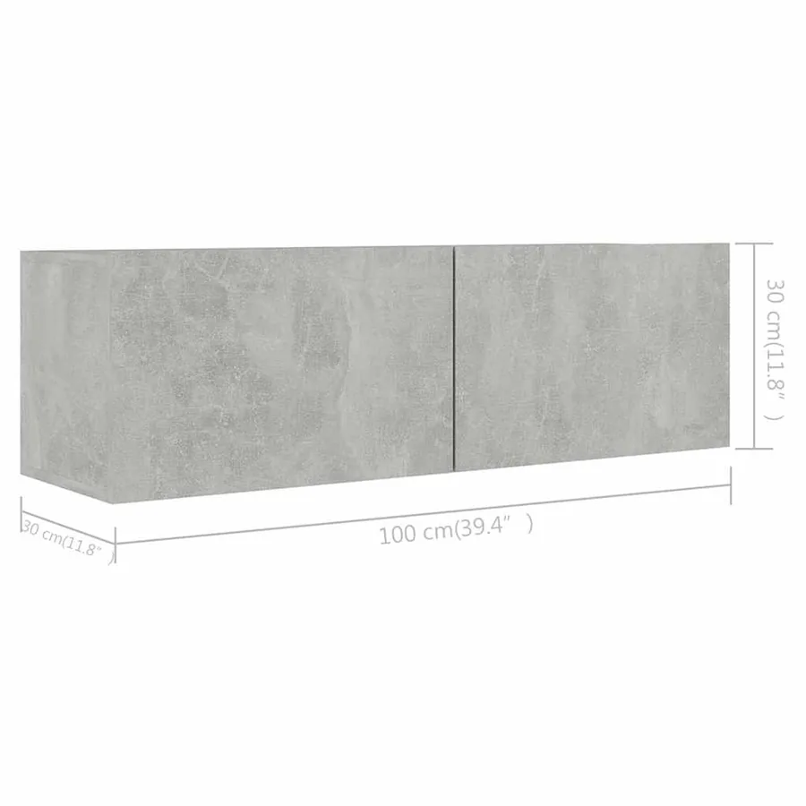 Ensemble de meubles TV 4 pcs Gris béton Bois d'ingénierie - 7