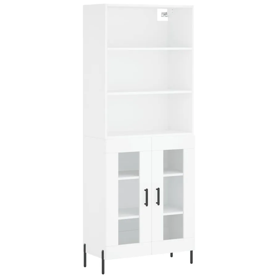 Buffet haut Blanc 69,5x34x180 cm Bois d'ingénierie - 2