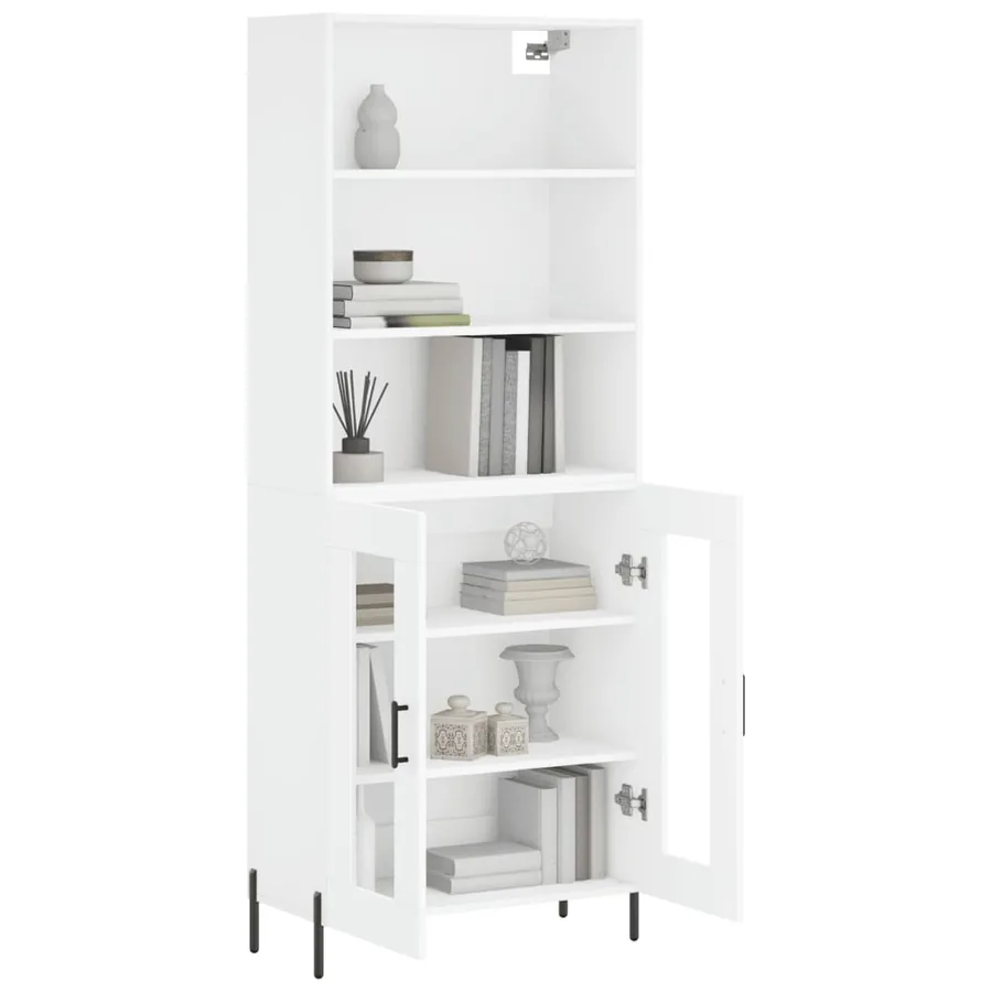 Buffet haut Blanc 69,5x34x180 cm Bois d'ingénierie - 3