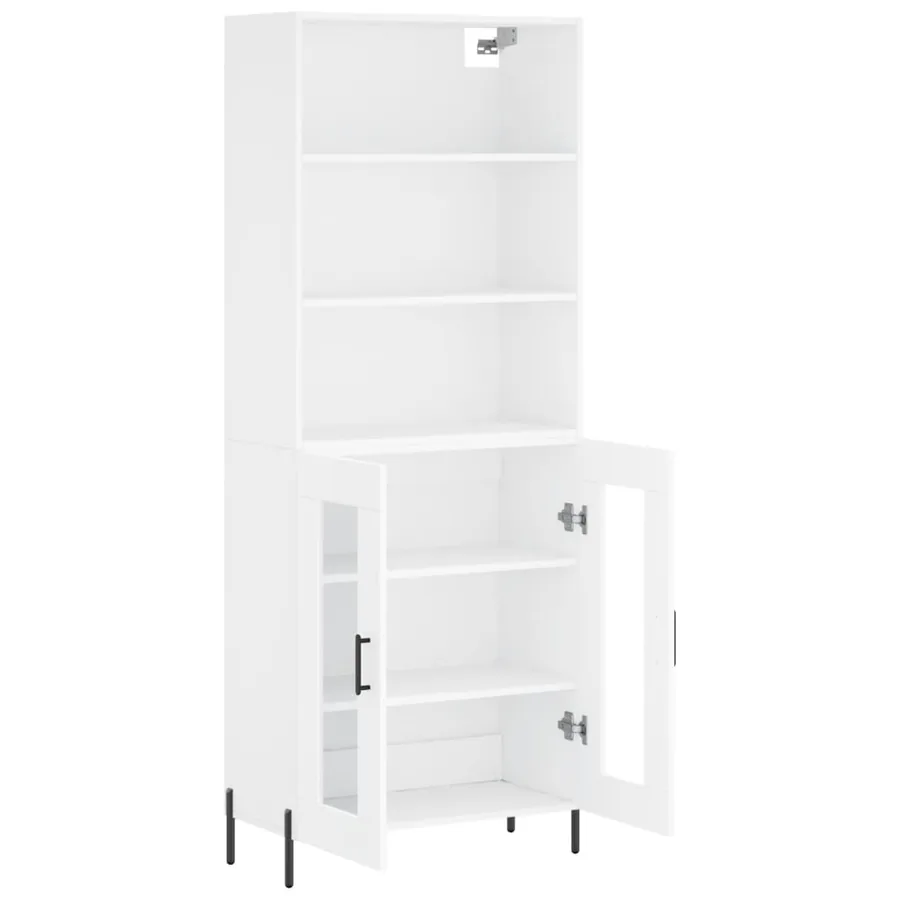 Buffet haut Blanc 69,5x34x180 cm Bois d'ingénierie - 4